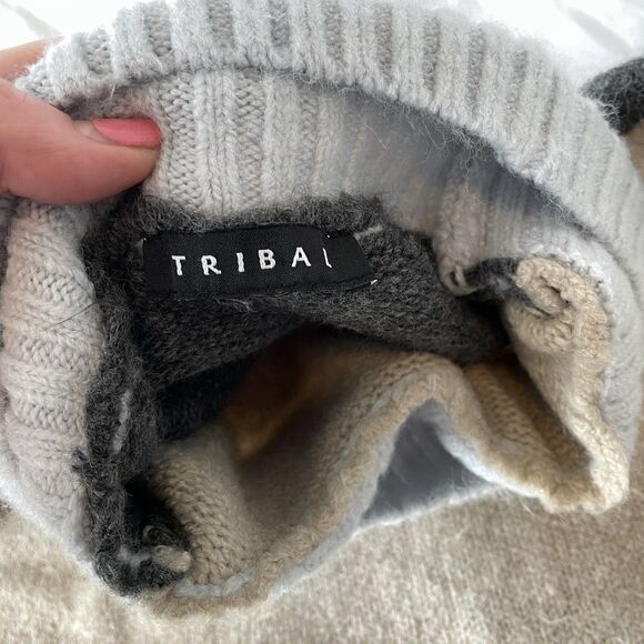 Tribal Colorblock Mock Neck Sweater Acrylic Throwback Top Womens Size M - Picture 6 of 9